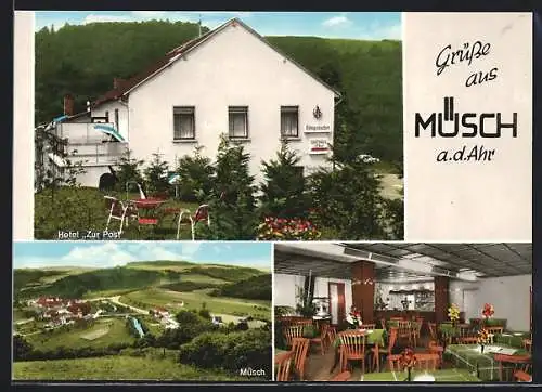 AK Müsch a. d. Ahr, Hotel Zur Post, Innenansicht, Panorama