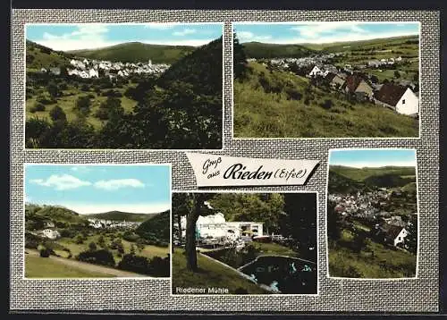 AK Rieden /Eifel, Riedener Mühle, Ortsansicht aus der Vogelschau