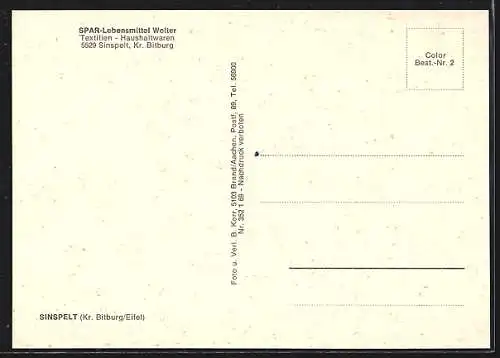 AK Sinspelt /Kr. Bitburg, Ortsansicht mit Feldern
