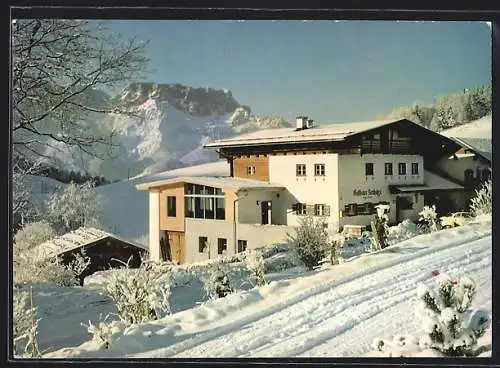 AK Oberau bei Berchtesgaden, Gasthaus Neuhäusl im Winter