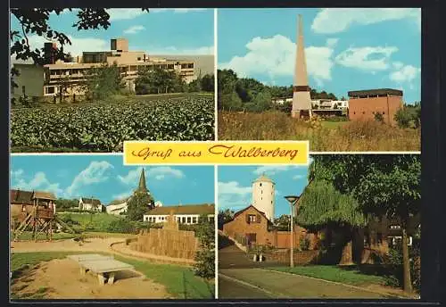 AK Walberberg, Ortsansichten mit Spielplatz und Kirche