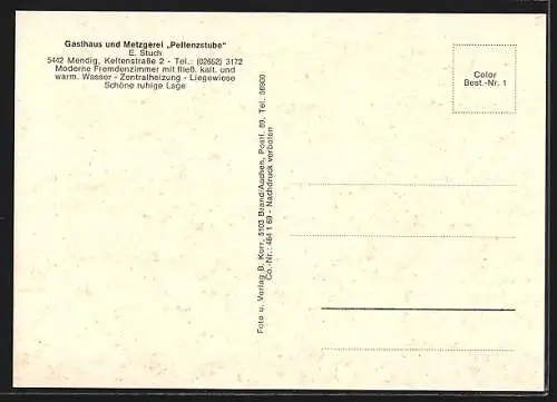 AK Mendig, Gasthaus und Metzgerei Pellenzstube, Keltenstrasse 2