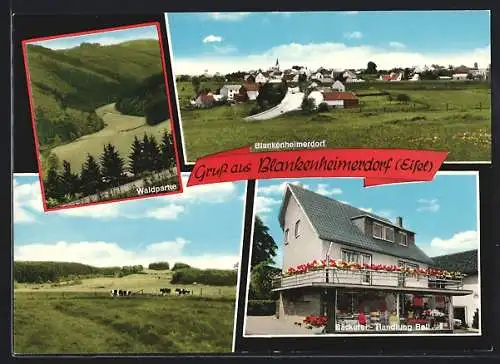 AK Blankenheimerdorf /Eifel, Bäckerei Eberhard Bell, Waldpartie, Ortsansicht