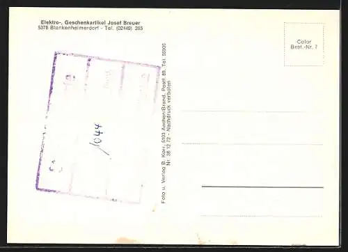 AK Blankenheimerdorf /Eifel, Elektro- Geschenkartikel Josef Breuer, Waldpartie, Ortsansicht