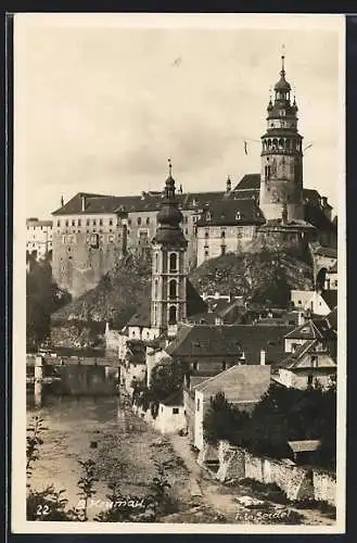 AK Krumau, Ortsansicht mit dem Schloss