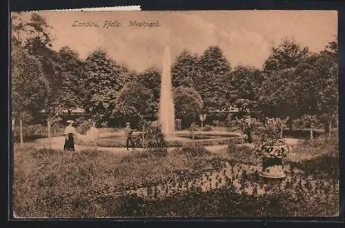 AK Landau /Pfalz, Fontäne im Westpark