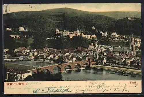 AK Heidelberg, Panoramablick auf die Stadt