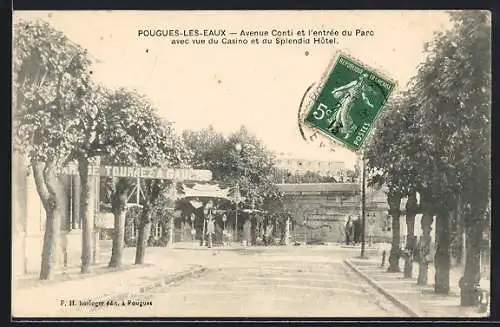 AK Pougues-les-Eaux, Avenue Conti et l`entree du Parc avec vue du Casino et du Splendid Hotel