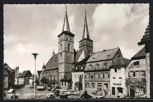 AK Gerolzhofen, Marktplatz mit Kirche