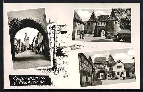 AK Prichsenstadt /Ufr., Strassenpartie mit Torbogen