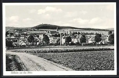 AK Ostheim vor der Rhön, Teilansicht mit Kirche