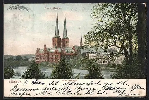 AK Lübeck, Blick vom Wall auf Dom und Museum