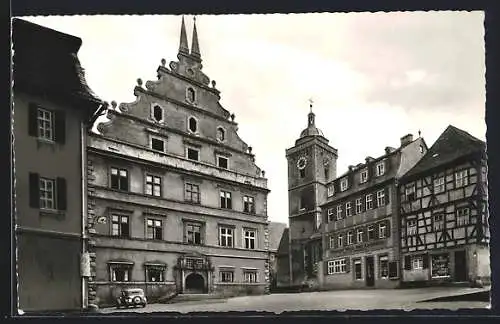 AK Marktbreit am Main, Schlossplatz mit Geschäften