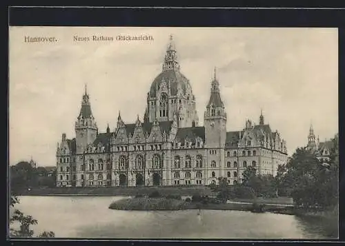 AK Hannover, Neues Rathaus Rückansicht