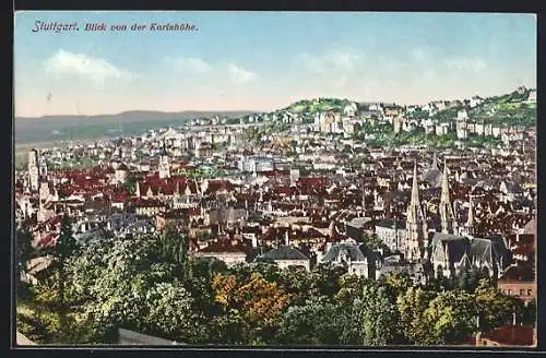 AK Stuttgart, Blick von der Karlshöhe