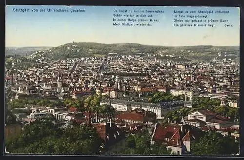 AK Stuttgart, Blick von der Uhlandhöhe