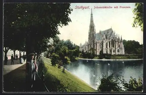 AK Stuttgart, Johanniskirche und Feuersee