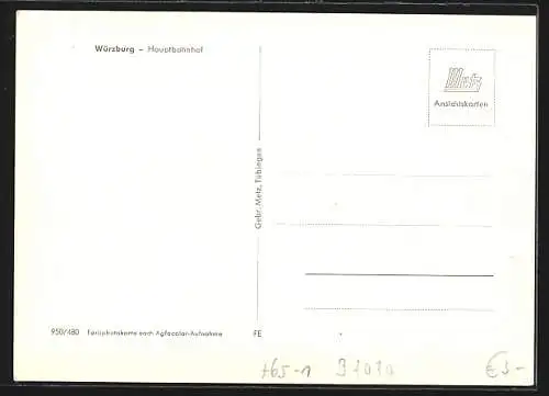 AK Würzburg, Strassenbahnen vor dem Hauptbahnhof