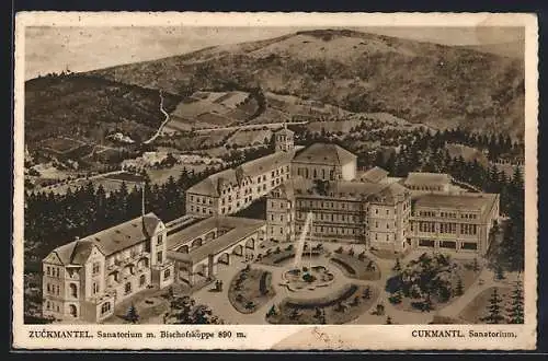 AK Zuckmantel / Cukmantl, Sanatorium mit Bischofskoppe