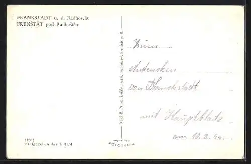 AK Frankstadt u. d. Radh., Strassenpartie mit Geschäft