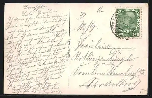 AK Benesov, Strassenpartie mit Passanten