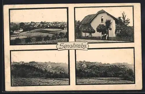 AK Senohraby, Teilansicht, Wohnhaus, Ortspartie