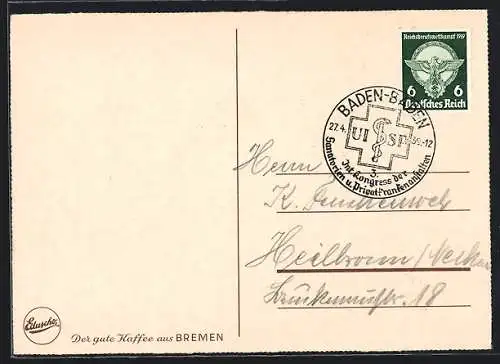 AK Lazarettstempel Baden-Baden, Int. Kongress der Sanatorien und Privatkrankenanstalten 1939