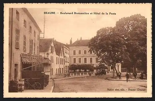 AK Beaune, Boulevard Bretonnière et Hôtel de la Poste