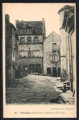 AK Flavigny, Maison du XVe siècle avec Café et Magasin de Chaussures