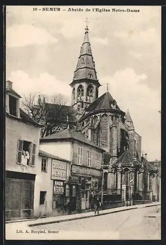 AK Semur, Abside de l`Église Notre-Dame et magasins adjacents