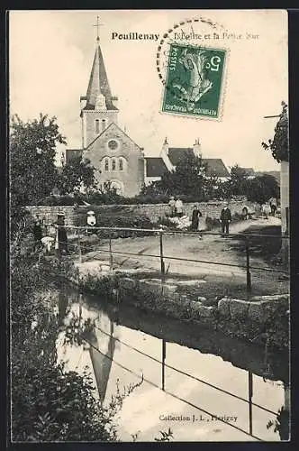 AK Pouillenay, l`église et la Petite Rue