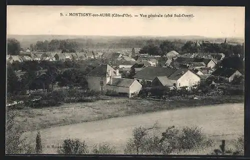 AK Montigny-sur-Aube, Vue générale, côté Sud-Ouest