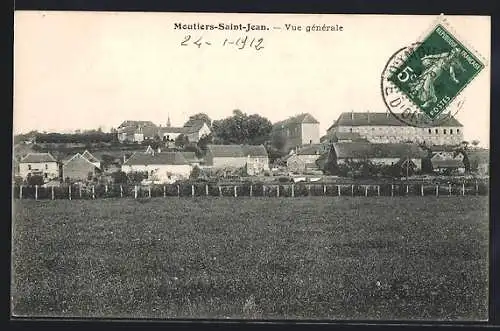 AK Moutiers-Saint-Jean, Vue générale avec maisons et champs, datée de 1912