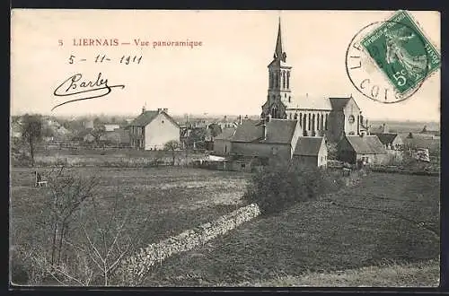 AK Liernais, vue panoramique avec église et village en 1911