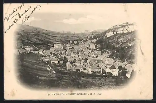 AK Saint-Romain, vue panoramique du village et des collines environnantes