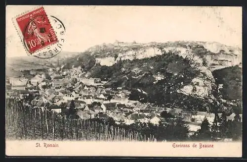 AK St. Romain, vue panoramique de la ville et des falaises rocheuses