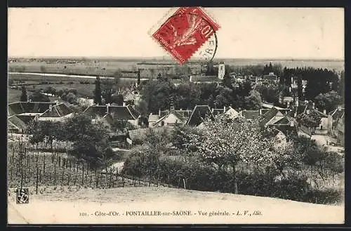 AK Pontailler-sur-Saône, Vue générale de la ville et des environs, Côte-d`Or