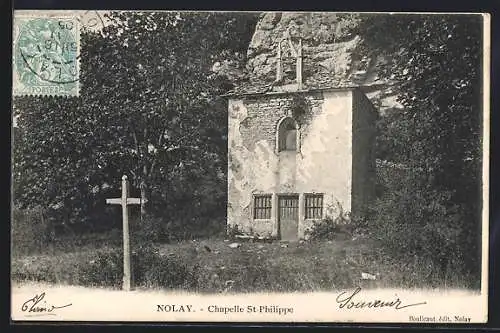 AK Nolay, Chapelle St-Philippe et croix de pierre