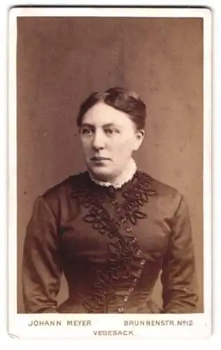 Fotografie Johann Meyer, Vegesack, Brunnenstr. Nr. 12, Portrait einer Dame in eleganter Kleidung