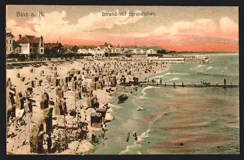 AK Binz, Strand mit Strandpromenade