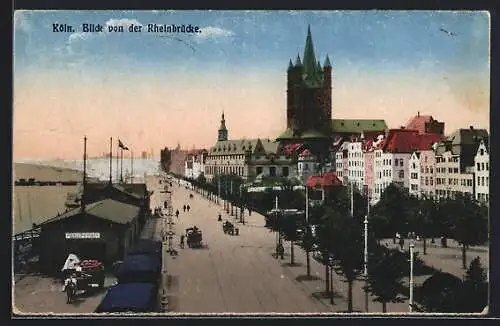 AK Köln, Blick von der Rheinbrücke