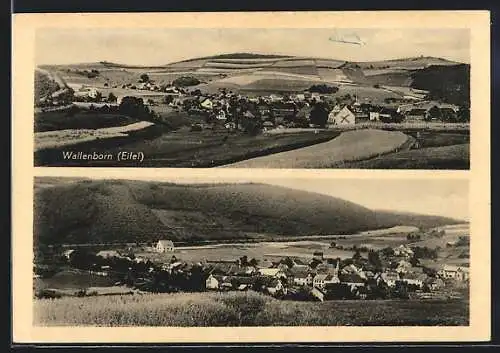 AK Wallenborn /Eifel, Zwei Ortsansichten aus der Vogelschau