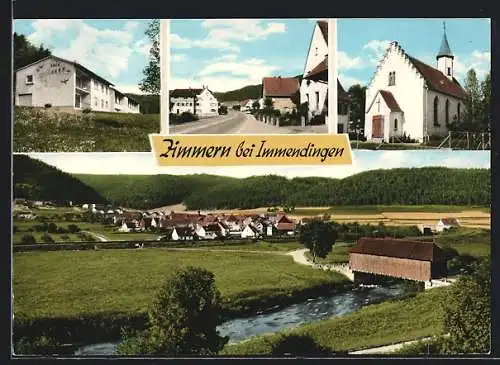 AK Zimmern /Immendingen, Strassenpartie, Gesamtansicht mit Brückenhaus