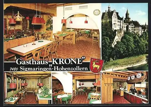 AK Sigmaringen /Hohenzollern, Gasthaus Krone, Wappen