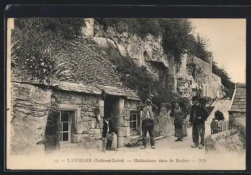 AK Langeais /Indre-et-Loire, Habitations dans le Rocher