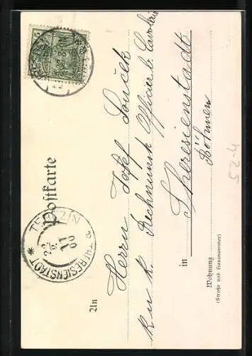 AK Allegorie Frühling, Schwalben am Fluss in einem Waldstück