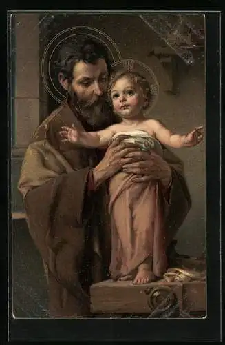 AK St. Joseph mit Jesuskind, Schutzpatron