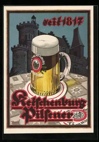 AK Brauerei-Werbung, Trinkt das gute Ketschenburg-Pilsener seit 1817