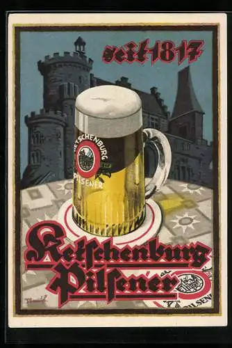 AK Brauerei-Werbung, Trinkt das gute Ketschenburg-Pilsener seit 1817