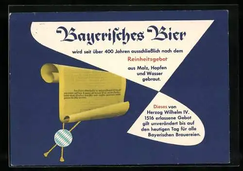 AK Brauerei-Werbung für Bayerisches Bier, Urkunde